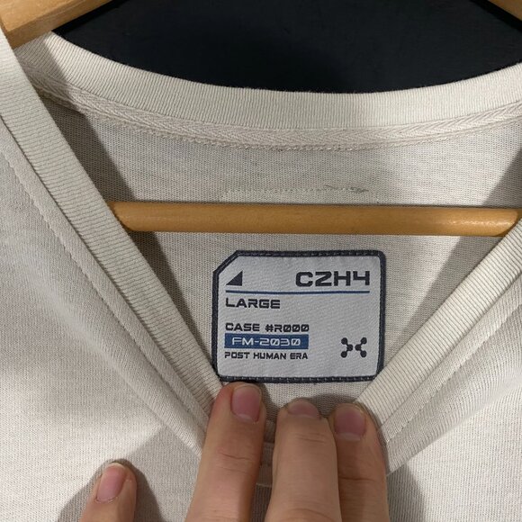 C2H4 Short Sleeve Pocket Paneled Cargo T-shirt white / gray men's size Large - Picture 5 of 9